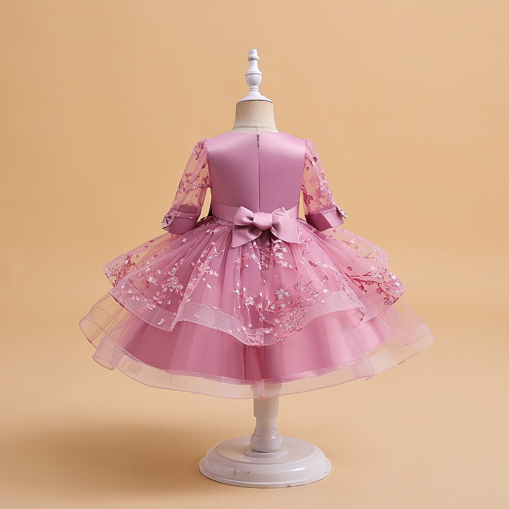 Flower Embroidery Tulle Princess Dresses for Kids Girl Birthday childrensterritory