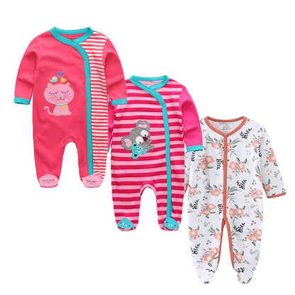 Long Sleeve Overall Printed Baby Zipper Rompers