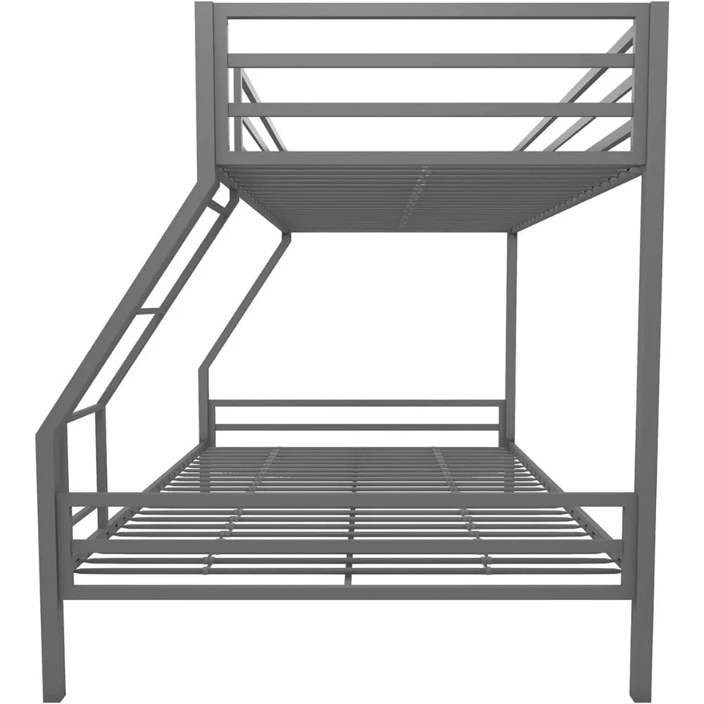Sturdy Metal Frame Bunk Bed with Slats and Side Rails childrensterritory