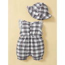 Newborn Girl Plaid Design Summer Romper and Hat Set childrensterritory