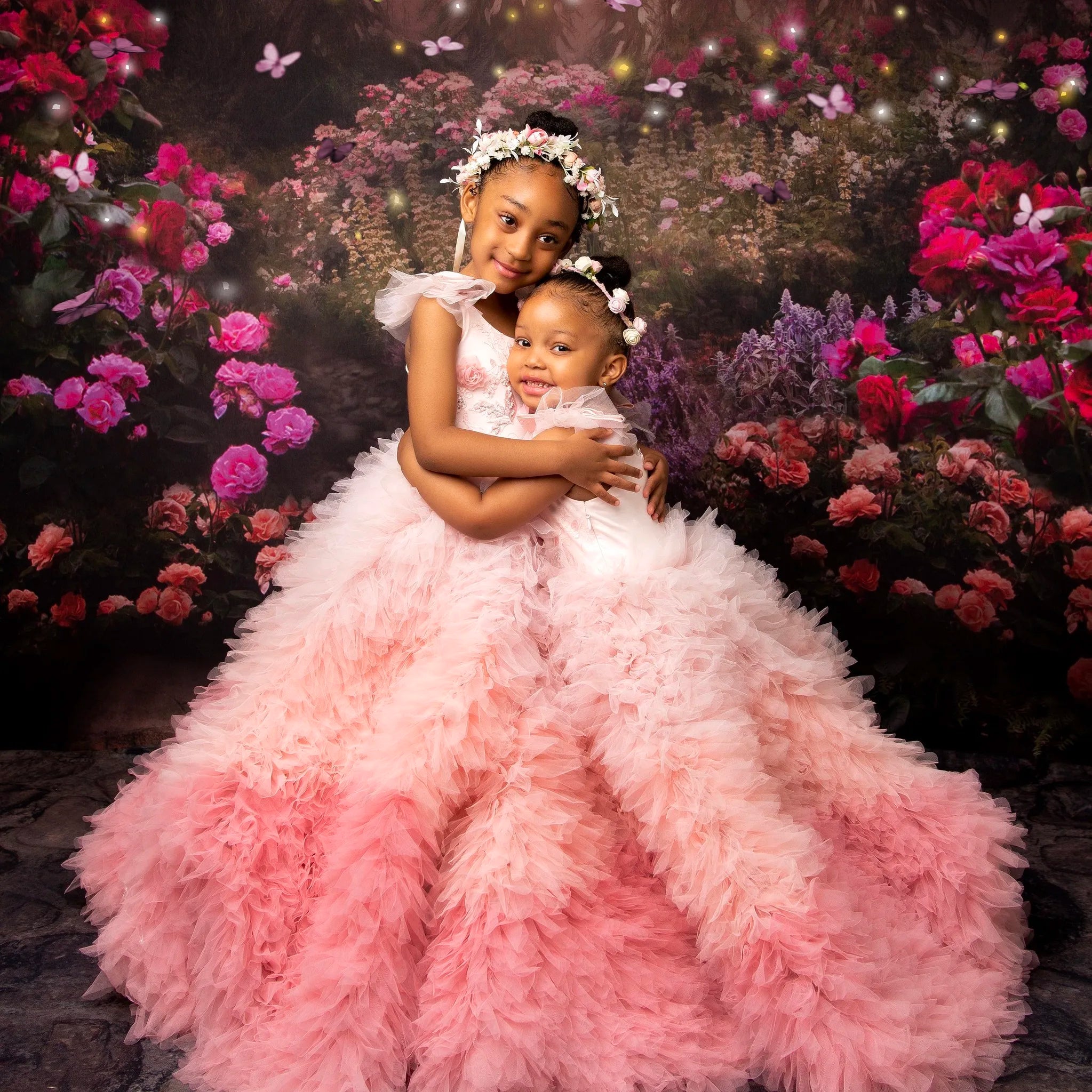 Feather Sleeve Puffy Flower Girl Dresses for Birthday Party