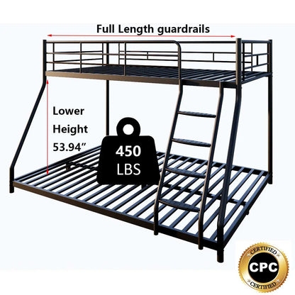 Cozy Twin Oversized Metal Bunk Bed with Padded Sides childrensterritory