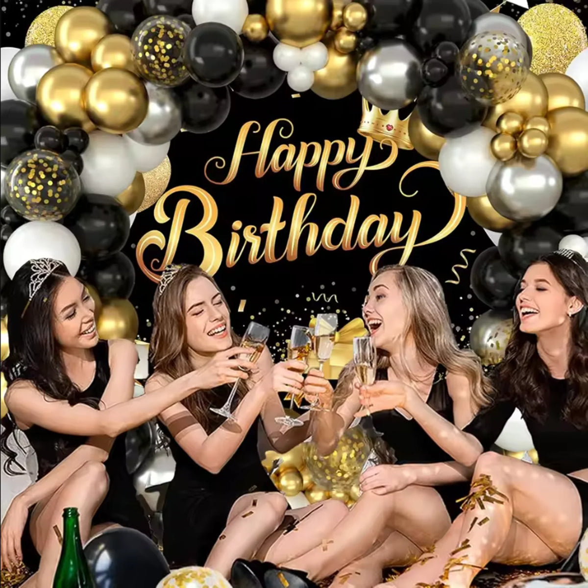 Party Decoration Black Gold Balloon Garland Arch