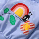Rainbow Cartoon Print Summer Clothing Set For Girls childrensterritory