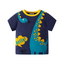 Green Cartoon Frog Print Summer T-Shirts for Kids
