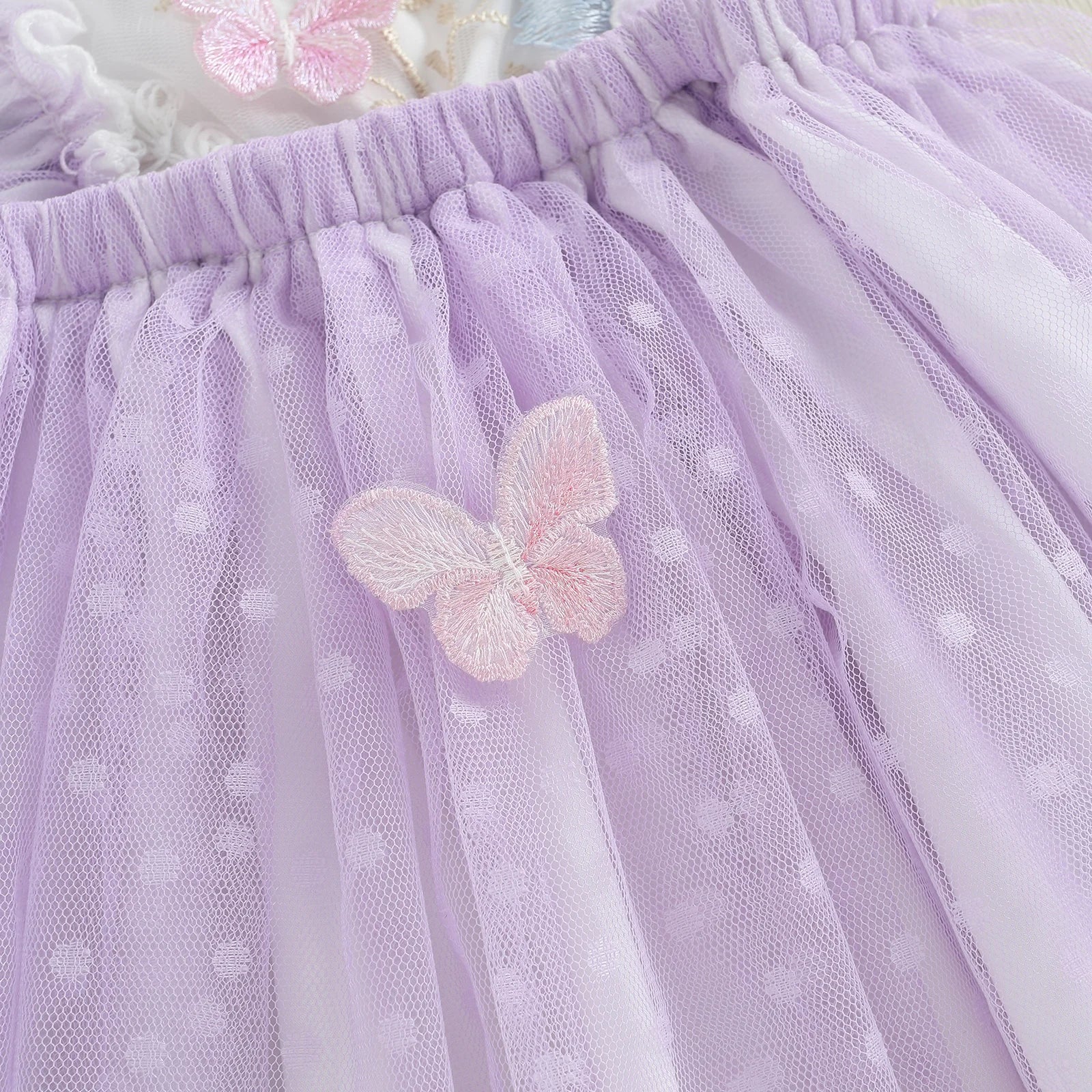 Baby Girl Ruffled Tulle Butterfly Embroidery Princess Dress