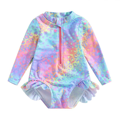 Fish Scale Print Kids Girl Ruffle Swimsuit/Beachwear childrensterritory