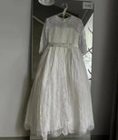 Girls A-Line O Neck Half Sleeves Long Weddings/Communion Gowns childrensterritory