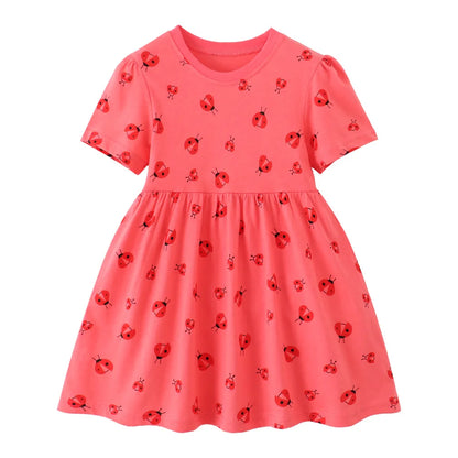 Kids A-LINE One-piece Printed Summer Dresses for Girls