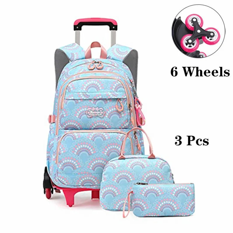 Waterproof Printed School Bags Set with or without Wheels for Kids