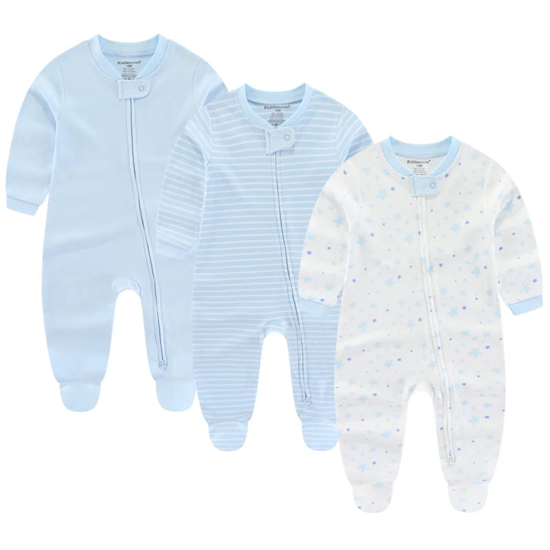 Newborn Baby Printed Warm Rompers with Zipper Closure