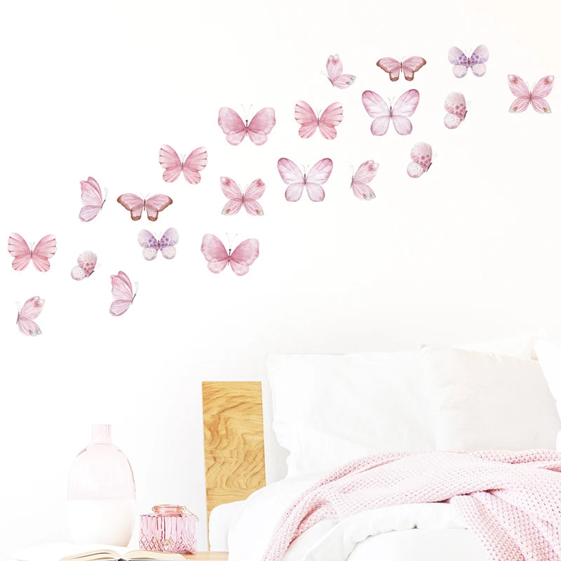 Home Decoration 3Pcs Pink Butterfly Wall Decals for Kids Room