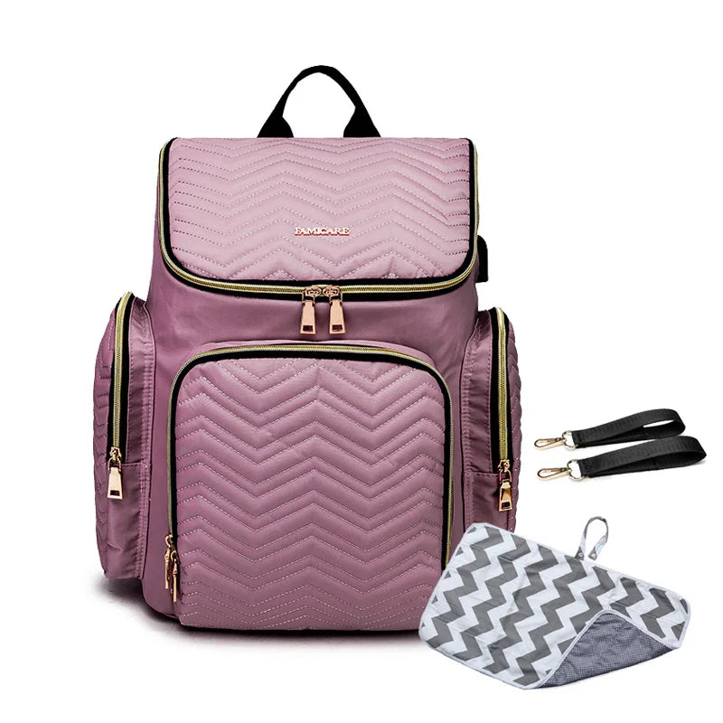 Waterproof Multifunctional Baby Diaper Bag with USB Charging