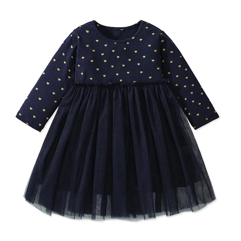 Kids Girls Cartoon Design Long Sleeves Autumn Dresses childrensterritory