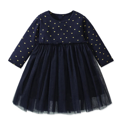 Kids Girls Cartoon Design Long Sleeves Autumn Dresses childrensterritory