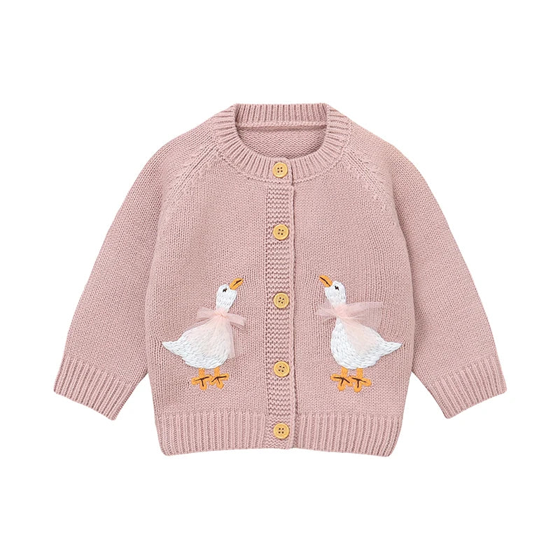 Cartoon Goose Design Baby Knitted Cardigan childrensterritory