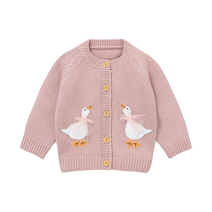 Cartoon Goose Design Baby Knitted Cardigan childrensterritory