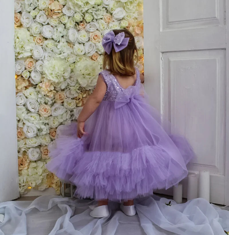Lavender Layered Tulle Sequin Baby/Kid Girl Birthday Dress childrensterritory