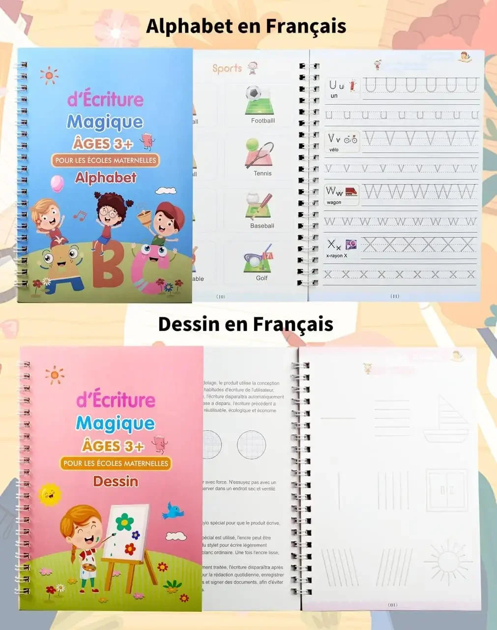 French Letter and Number Practice Copybook for Kids