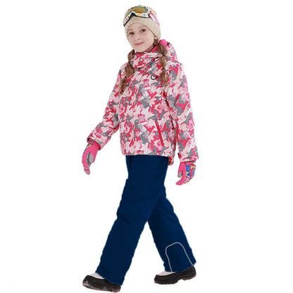 Kids Ski Wear Printed Windproof And Waterproof Clothing Set childrensterritory