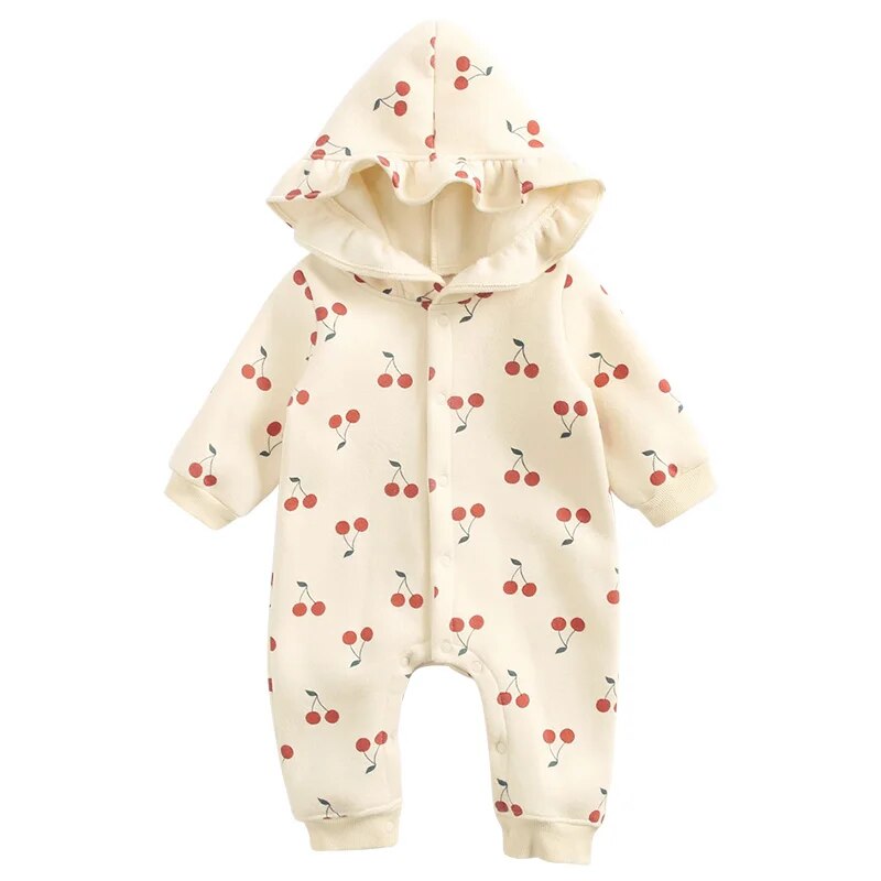 Long Sleeve Printed Baby Hooded Bodysuit for Winter childrensterritory