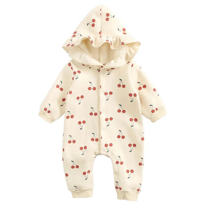 Long Sleeve Printed Baby Hooded Bodysuit for Winter childrensterritory