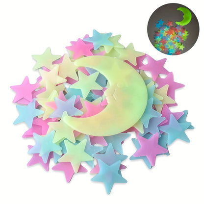 100Pcs 3D Colorful Luminous Stars Stickers for Bedroom childrensterritory