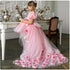 Off-Shoulder Tulle Wedding Party Gowns with Flowers for Girls childrensterritory