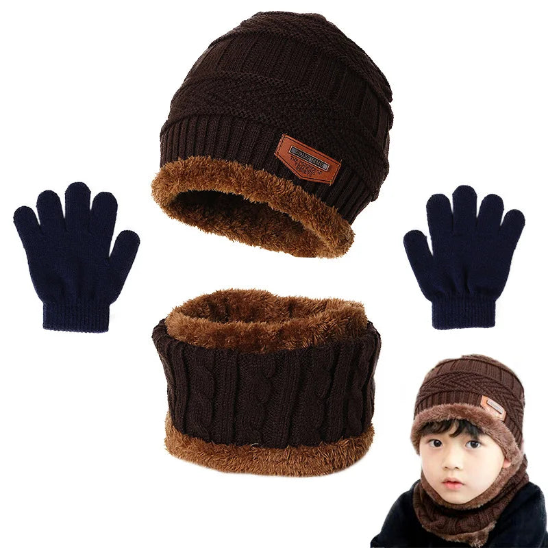 Plush Warm Winter Hat, Neck Scarf and Gloves Set for Kids childrensterritory