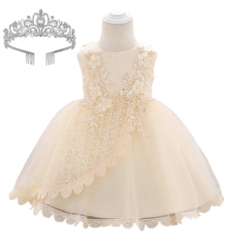 Baby Girl Lace Embroidered Formal Occasion Gowns childrensterritory