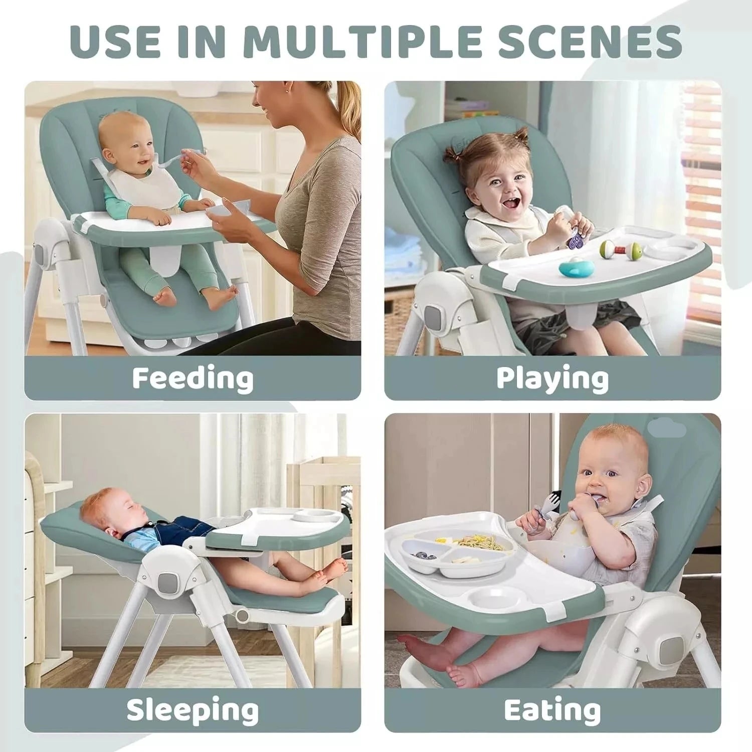 Adjustable Baby PU Leather High Chair with Removable Tray childrensterritory