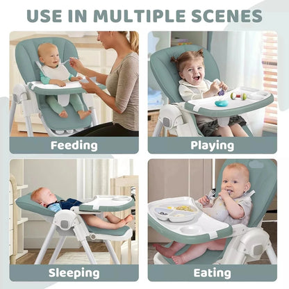 Adjustable Baby PU Leather High Chair with Removable Tray childrensterritory