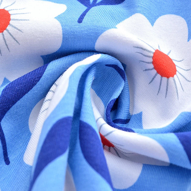 Flower Print Kids Girls Comfortable Cotton Trousers