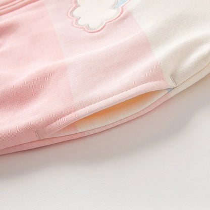 Girls Cartoon Printed Striped Hooded 2pcs Tracksuit childrensterritory