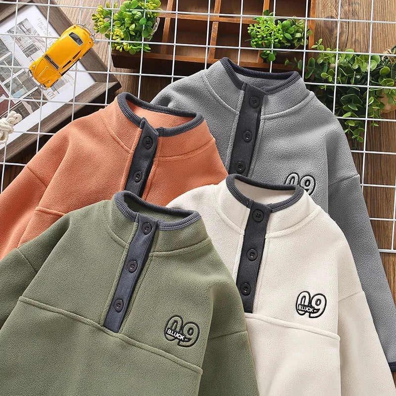 Stylish Long Sleeve Warm Fleece Sweatshirts for Boys
