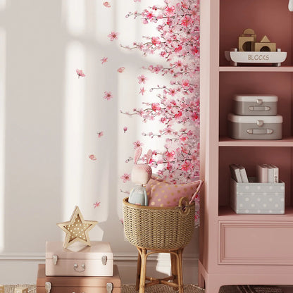 Pink Flower Design Girls Room Wall Decal childrensterritory