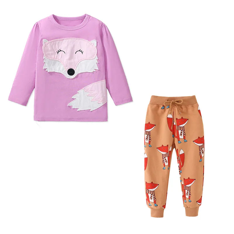 Kids Cartoon Animals and Letter Print 2 Piece Suit Sets childrensterritory