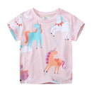 Kids Girls Cartoon Unicorns Design Summer Cotton Tees