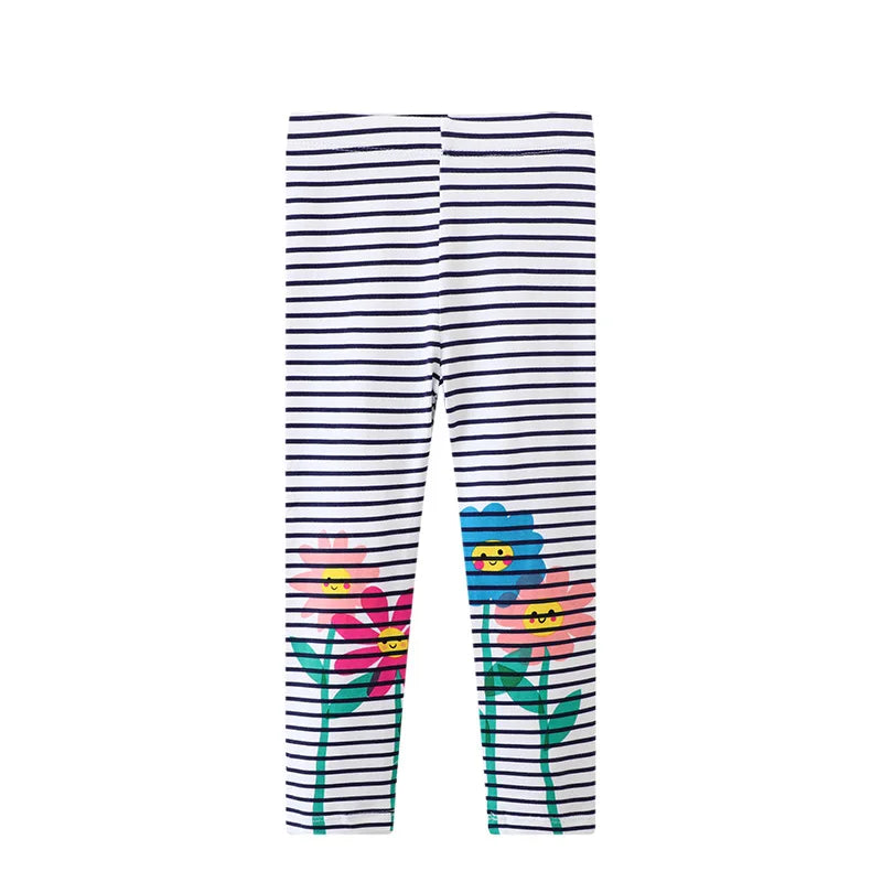 Kids Girls Cartoon and Floral Print Cotton Leggings/Trousers childrensterritory