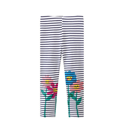Kids Girls Cartoon and Floral Print Cotton Leggings/Trousers childrensterritory
