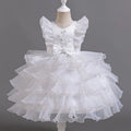 Kids Girls' Tiered Tulle Short Formal Dress with Aircraft Sleeves childrensterritory