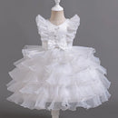 Kids Girls' Tiered Tulle Short Formal Dress with Aircraft Sleeves childrensterritory