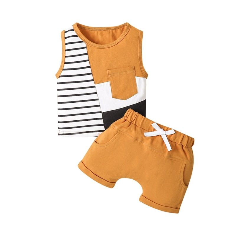 Baby Boys Casual 2pcs Summer Outfit Tank Top and Shorts Set childrensterritory