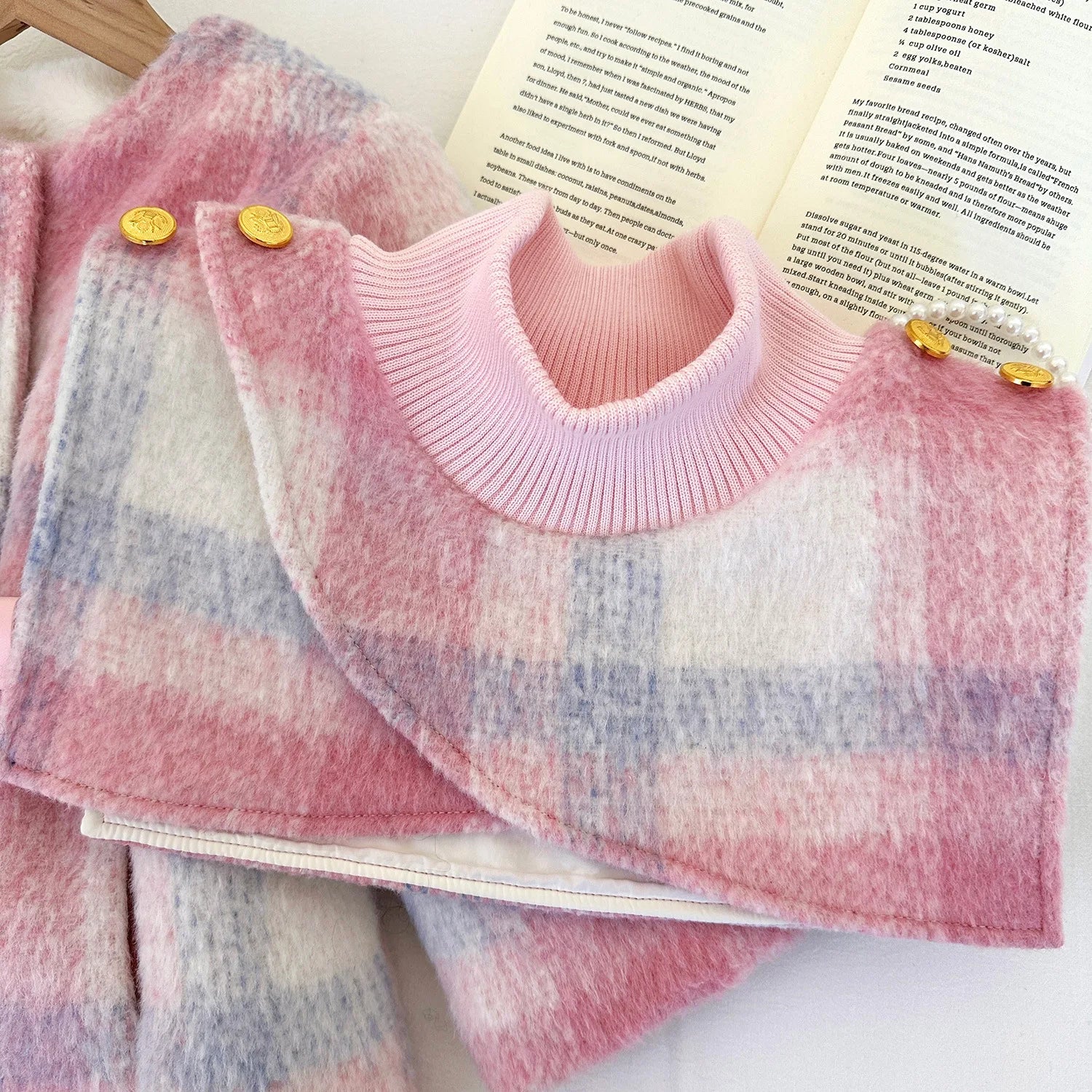 Girls' Long-Sleeved Belt Design Winter Coat