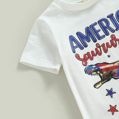 Letters Dinosaur Print Baby/Kids Boys 4th of July Clothing childrensterritory