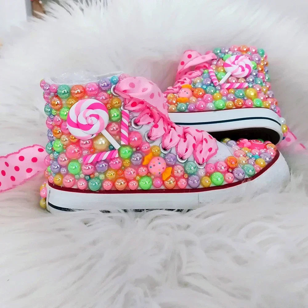 Mother-Daughter Matching Handmade Rhinestones Bling Sneakers