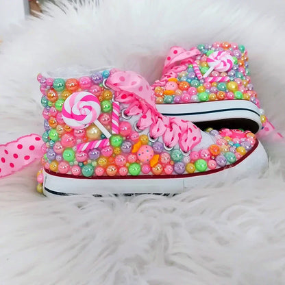 Mother-Daughter Matching Handmade Rhinestones Bling Sneakers