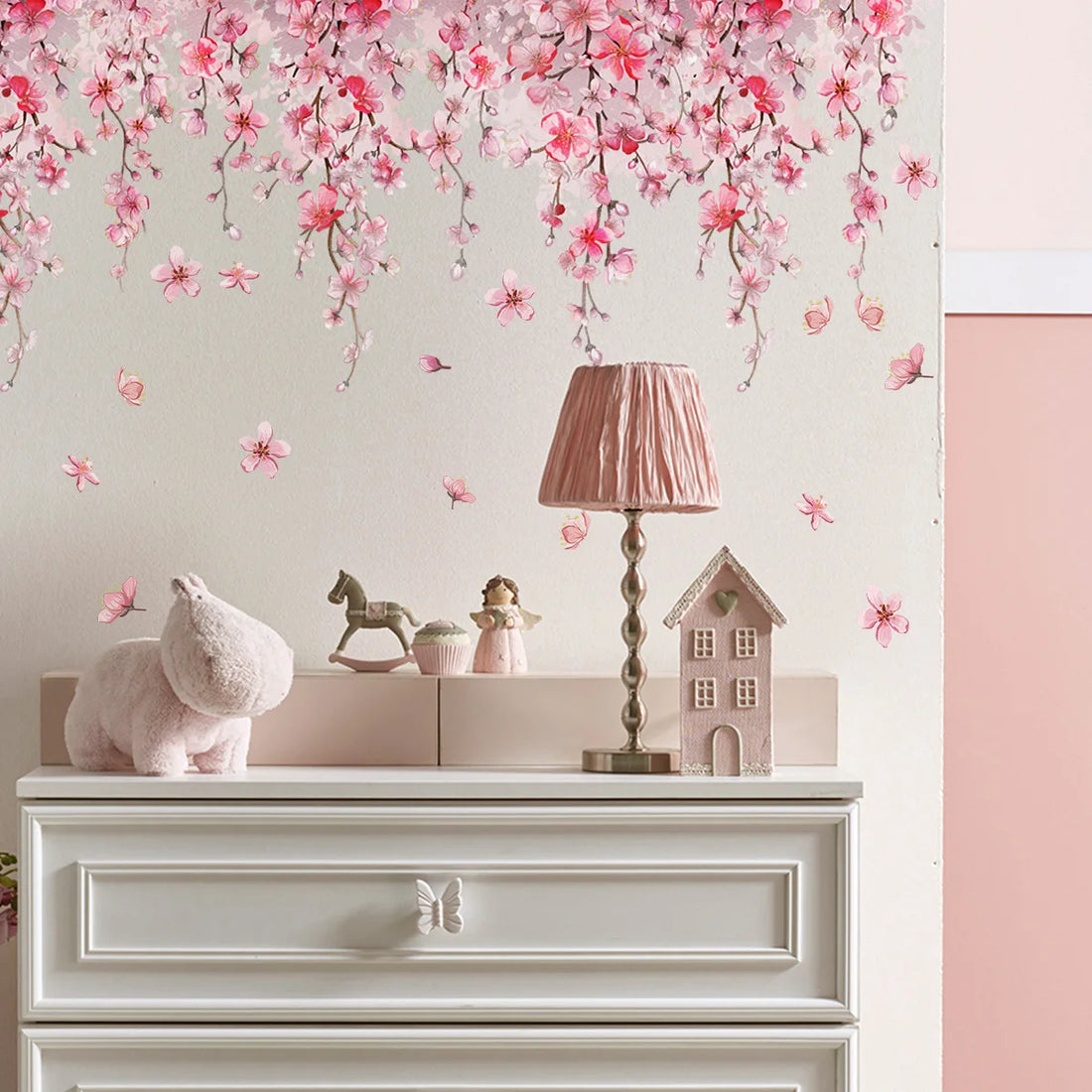Pink Flower Design Girls Room Wall Decal childrensterritory