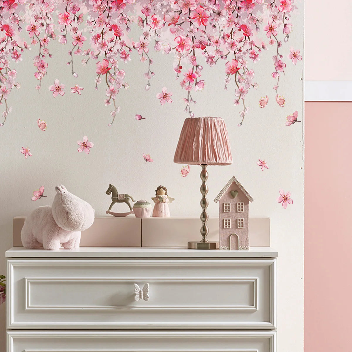 Pink Flower Design Girls Room Wall Decal childrensterritory