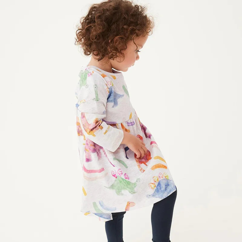 Kids Girls Long Sleeves Printed Princess Dresses childrensterritory